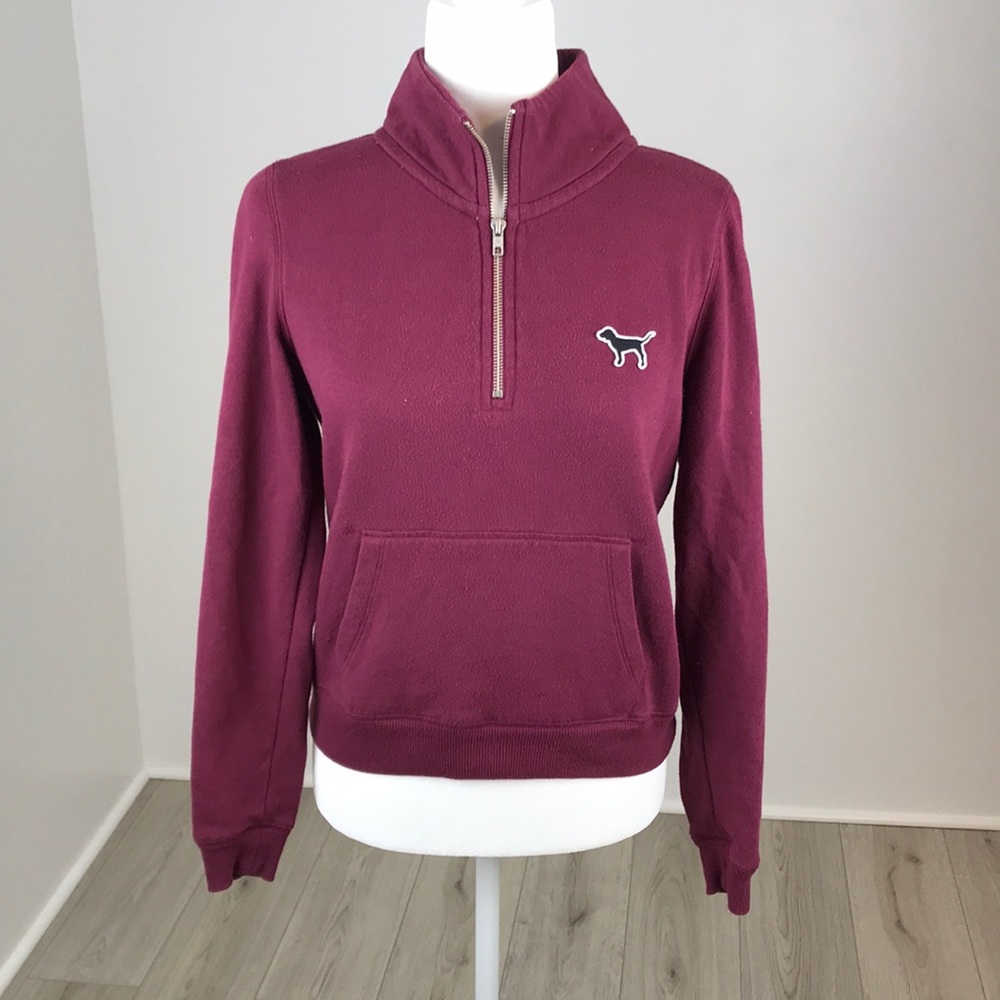 Victoria’s Secret PINK Half Zip Sweatshirt Maroon